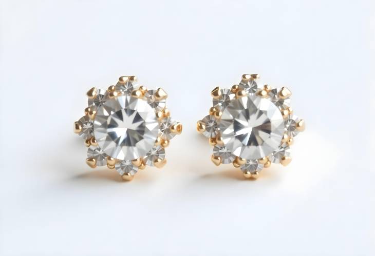 Captivating Collection of Diamond Earrings Step Size on White Background